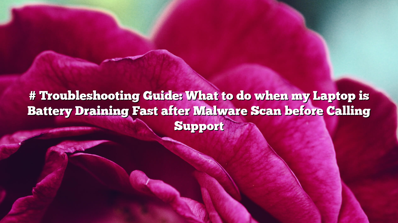 # Troubleshooting Guide: What to do when my Laptop is Battery Draining Fast after Malware Scan before Calling Support